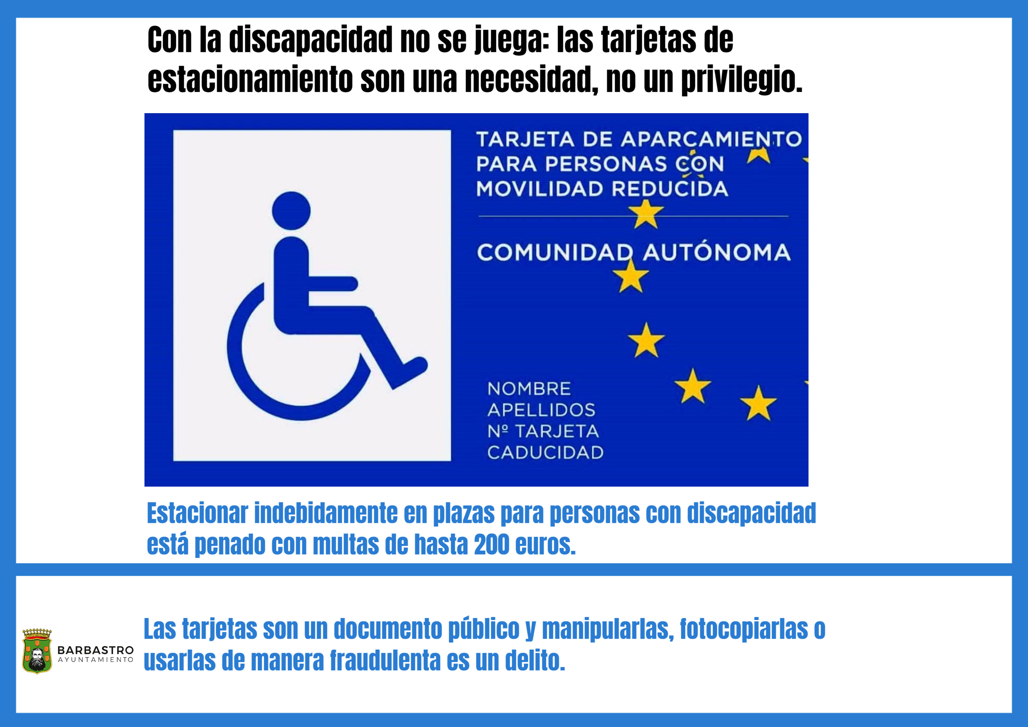 La Policía Local activa una campaña para evitar el uso fraudulento de tarjetas de estacionamiento para personas con movilidad reducida