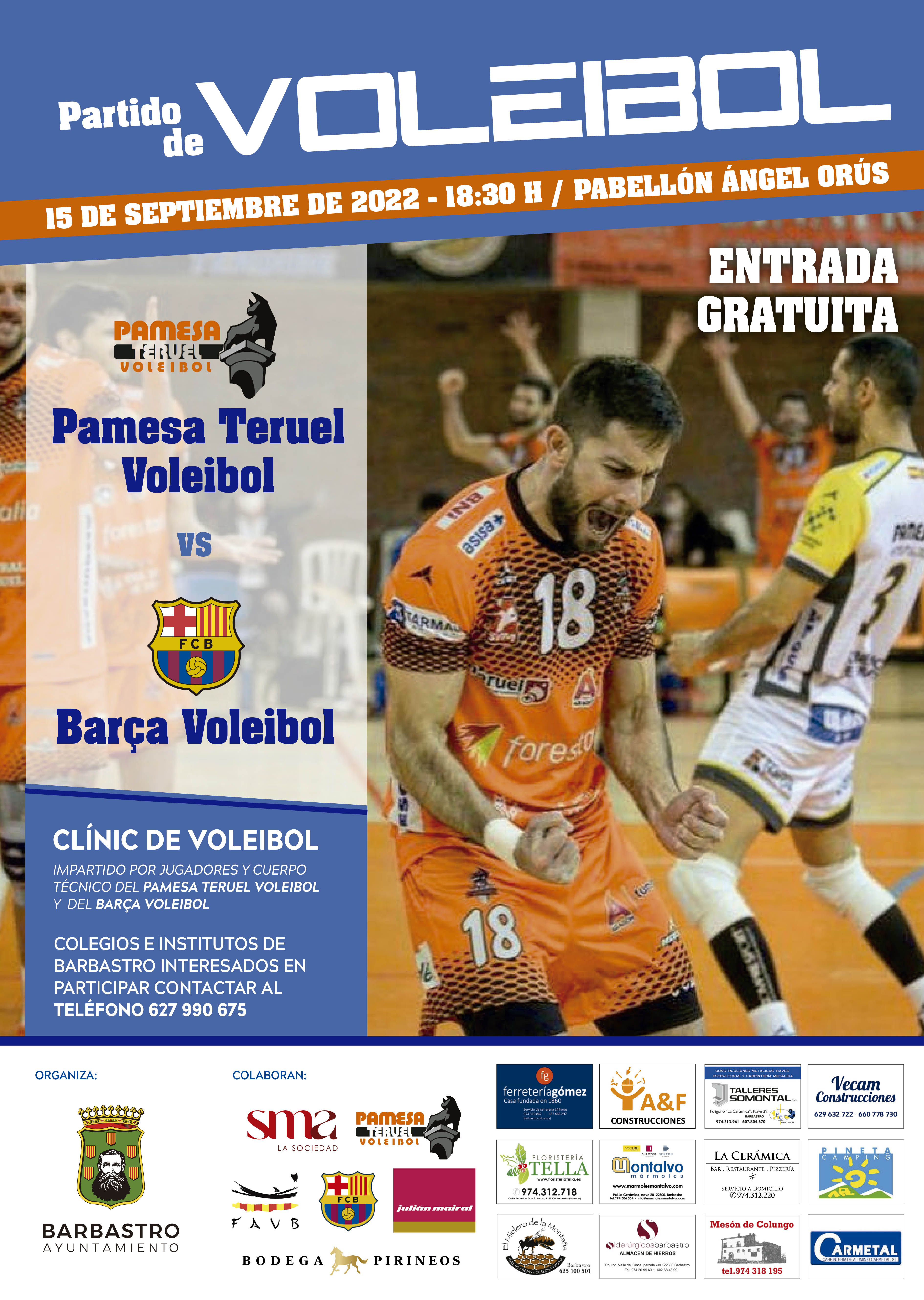 CARTEL VOLEIBOL Teruel Barça 15 9 2022