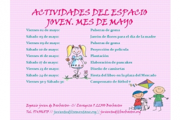 Cartel actividades Espacio Joven Mayo 2014.